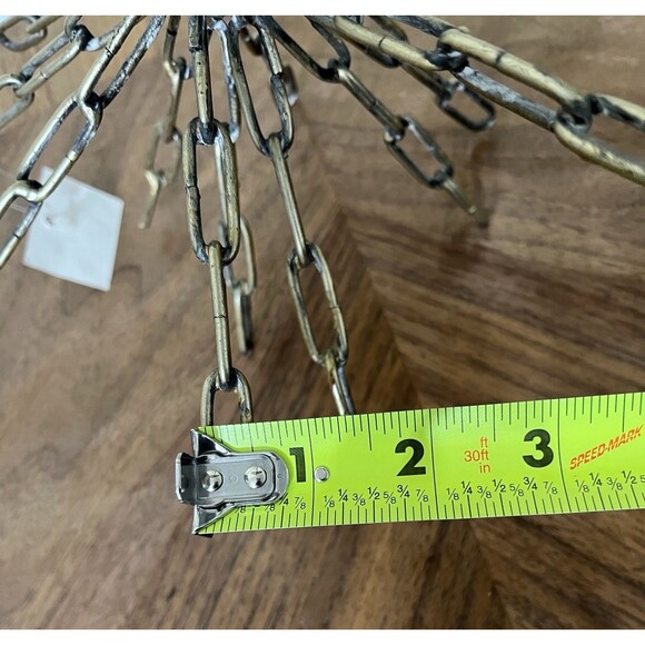 Industrial Art Deco Brass Chain Brutalist 9.5x9.25in Home Decor Sphere - Picture 9 of 9